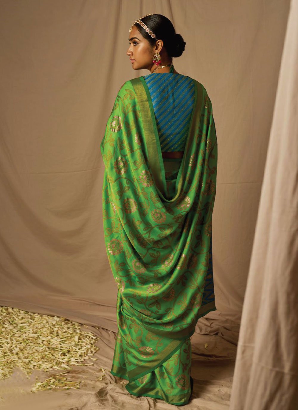 Classic Brasso Green Woven Saree