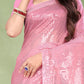 Classic Georgette Pink Sequins Saree