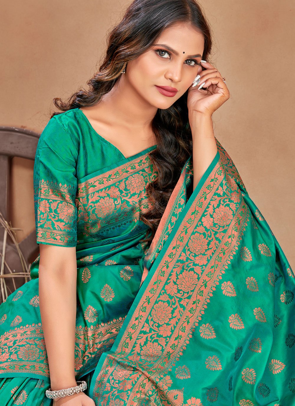 Classic Banarasi Silk Green Weaving Saree