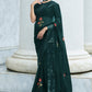Classic Georgette Teal Embroidered Saree