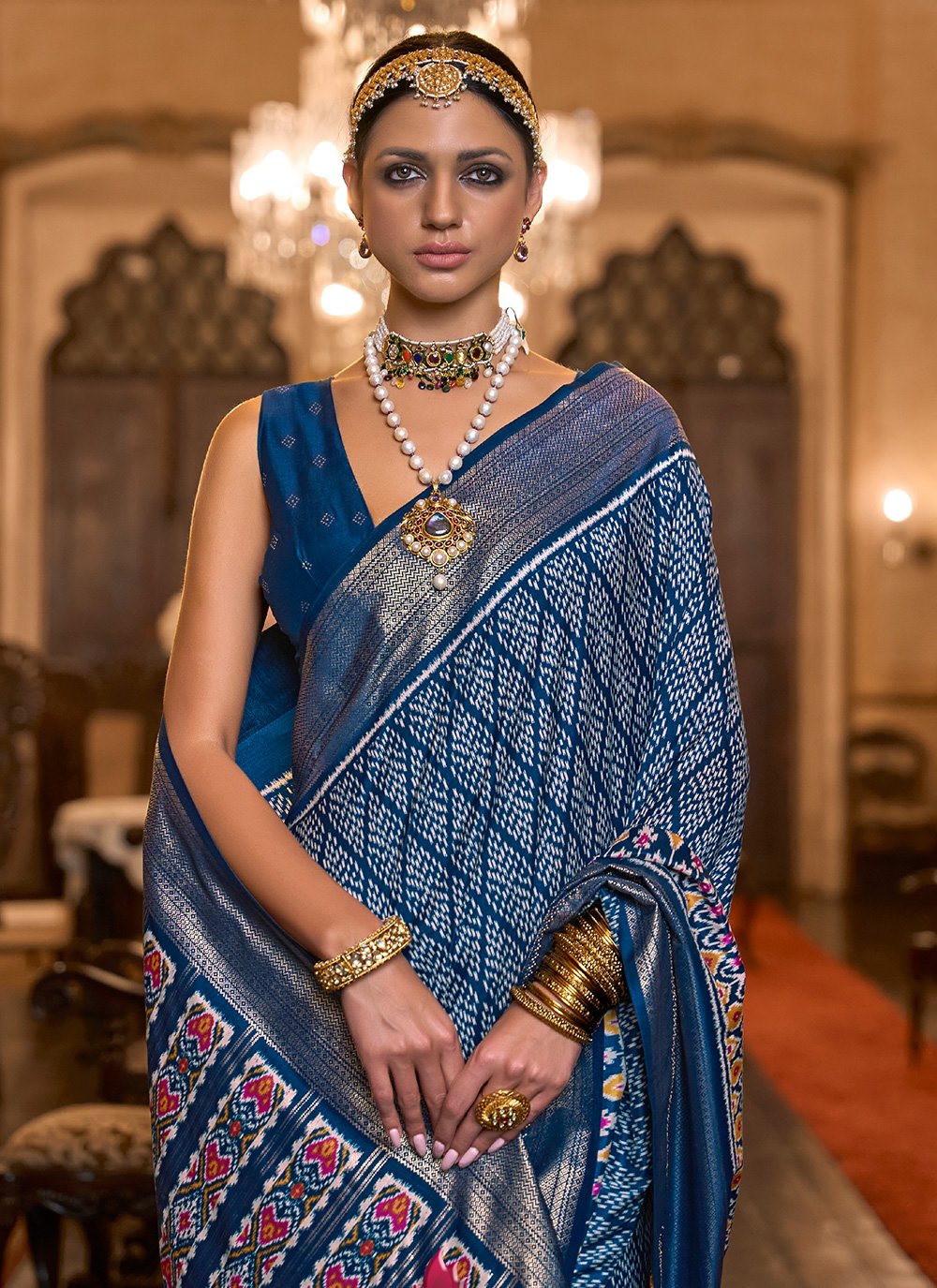 Classic Patola Silk Teal Print Saree