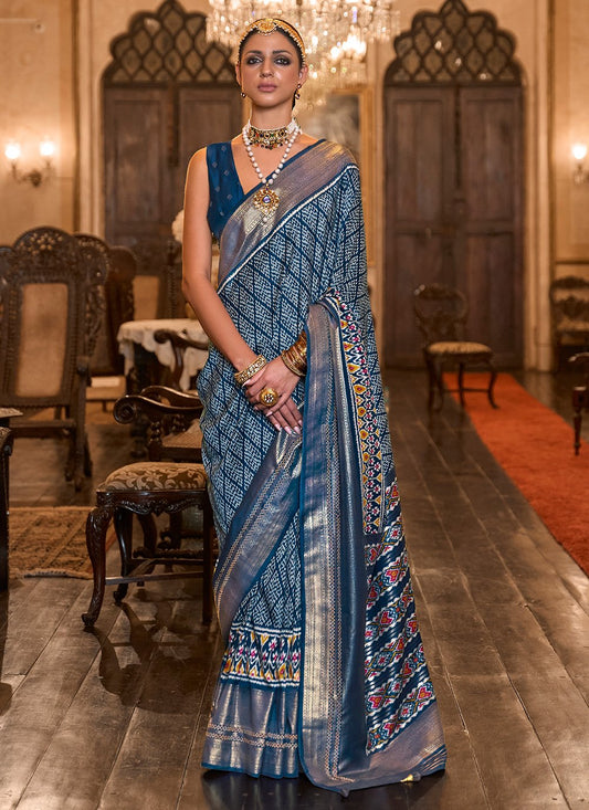 Classic Patola Silk Teal Print Saree