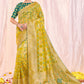 Classic Organza Silk Yellow Print Saree