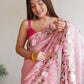 Classic Organza Pink Embroidered Saree