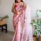 Classic Organza Pink Embroidered Saree