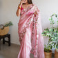 Classic Organza Pink Embroidered Saree