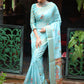 Classic Tussar Silk Aqua Blue Weaving Saree