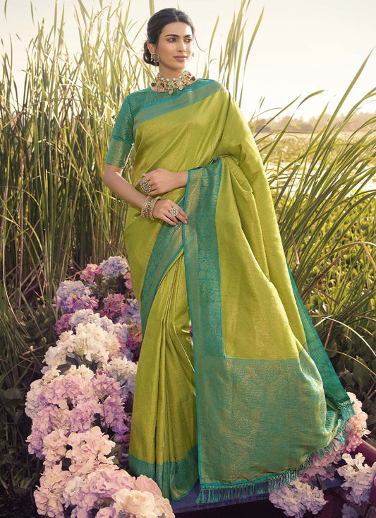 Classic Kanjivaram Silk Green Jacquard Work Saree