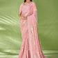 Classic Georgette Jacquard Pink Foil Print Saree