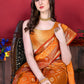 Classic Katan Silk Orange Patch Border Saree