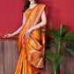 Classic Katan Silk Orange Patch Border Saree