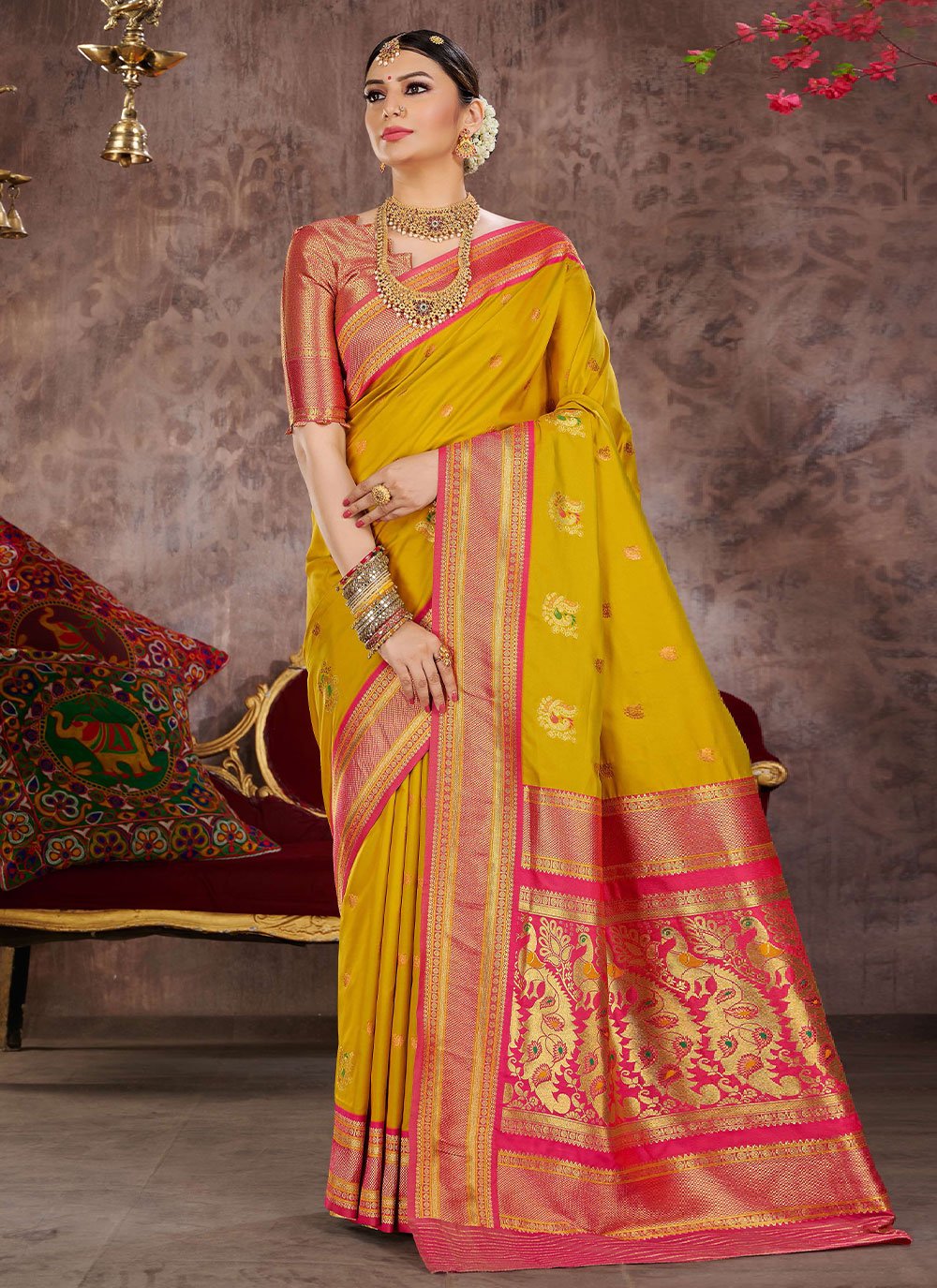 Classic Silk Yellow Woven Saree