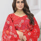 Classic Net Red Embroidered Saree