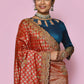 Classic Kanjivaram Silk Blue Red Hand Work Saree