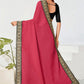 Classic Georgette Black Hot Pink Multi Saree