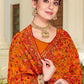 Classic Georgette Orange Embroidered Saree