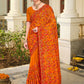 Classic Georgette Orange Embroidered Saree