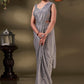 Classic Georgette Grey Patch Border Saree