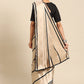 Classic Satin Beige Strips Print Saree