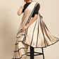 Classic Satin Beige Strips Print Saree
