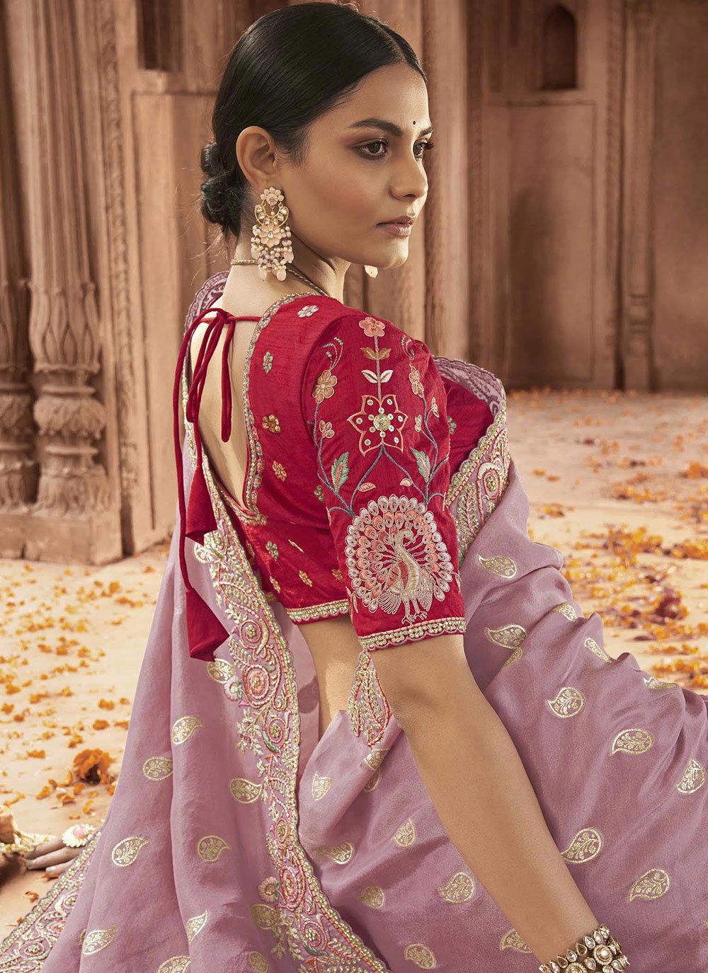 Classic Viscose Mauve Jacquard Work Saree