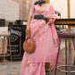 Classic Handloom Silk Viscose Pink Weaving Saree