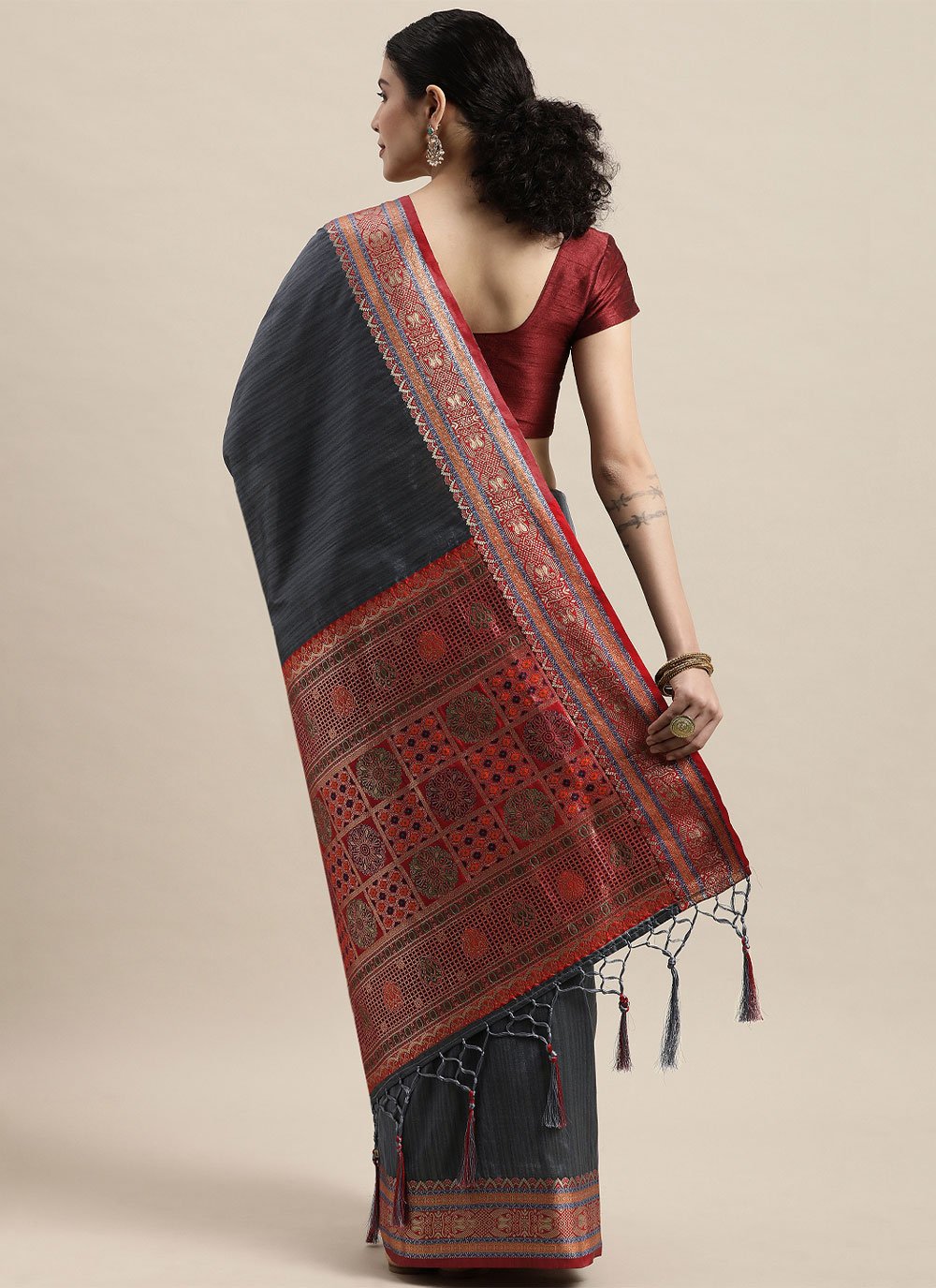 Classic Silk Grey Weaving Saree