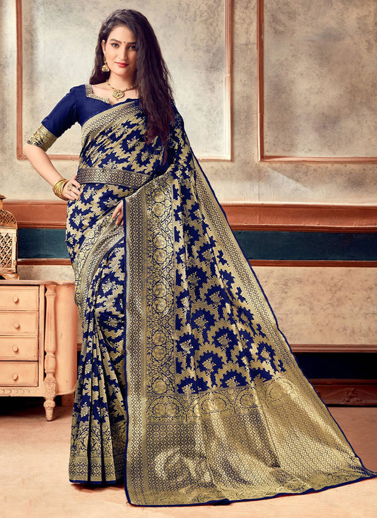 Classic Silk Blue Weaving Saree