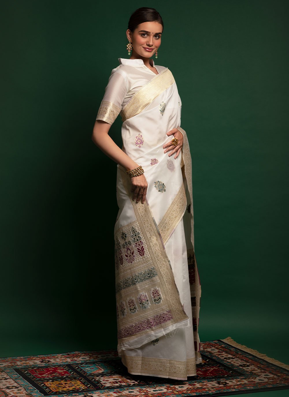 Classic Silk White Weaving Saree