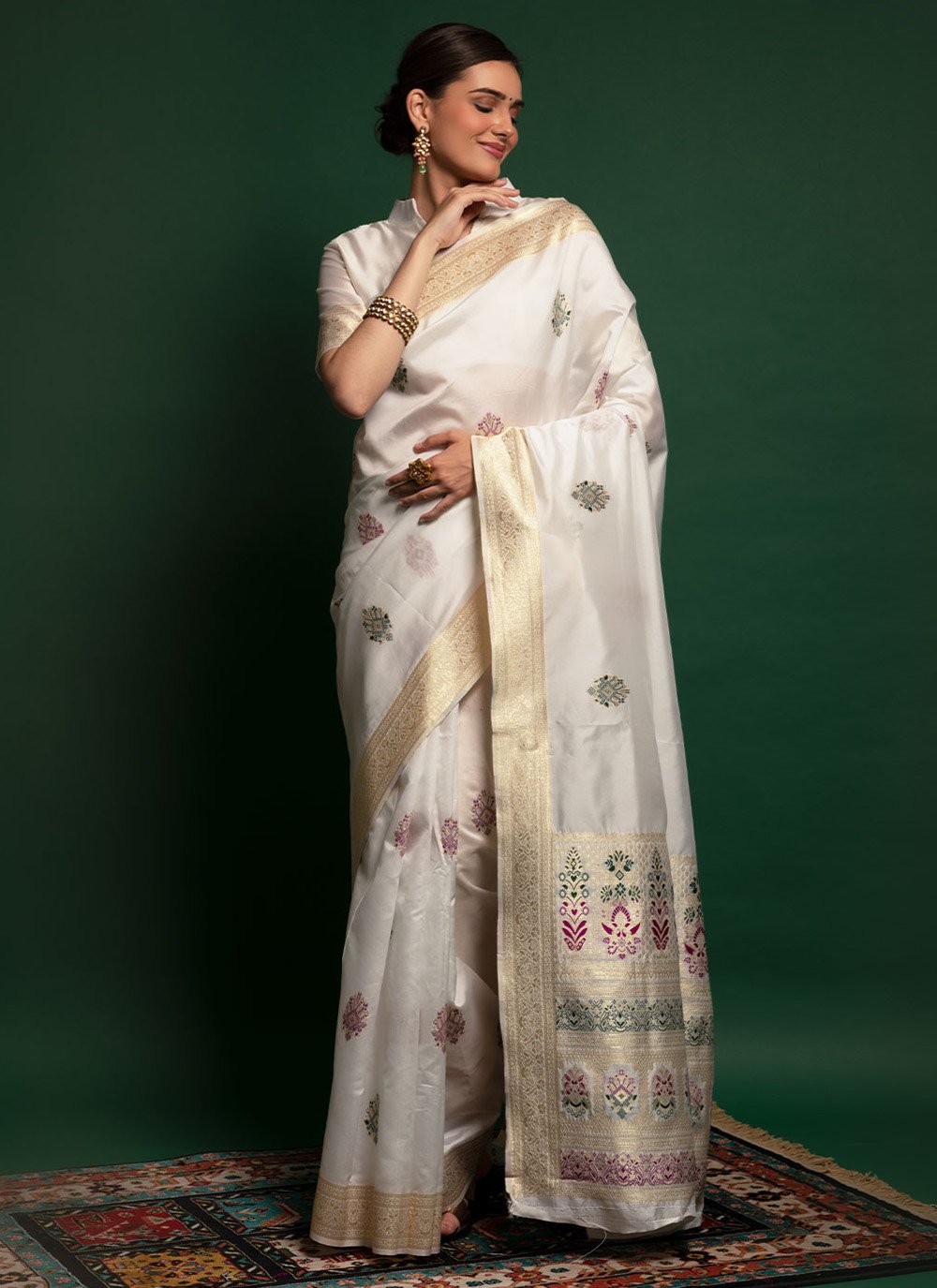 Classic Silk White Weaving Saree