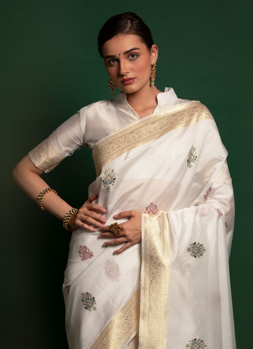 Classic Silk White Weaving Saree