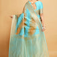 Classic Linen Aqua Blue Woven Saree