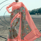 Contemporary Linen Grey Pink Digital Print Saree