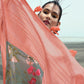 Contemporary Linen Grey Pink Digital Print Saree