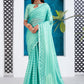 Contemporary Organza Sea Green Digital Print Saree