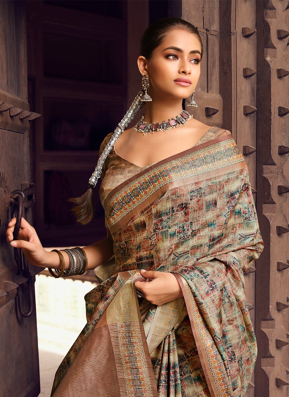 Contemporary Silk Multi Colour Digital Print Saree