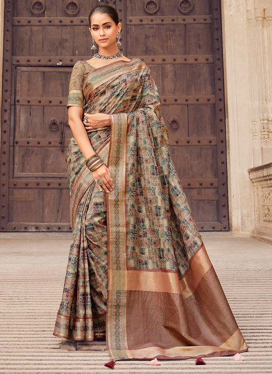 Contemporary Silk Multi Colour Digital Print Saree