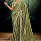 Contemporary Jacquard Rangoli Sea Green Fancy Work Saree