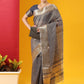 Contemporary Linen Tissue Blue Strips Print Saree