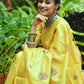 Contemporary Tussar Silk Yellow Weaving Saree