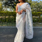 Contemporary Organza White Embroidered Saree