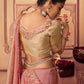 Contemporary Chinon Georgette Pink Embroidered Saree