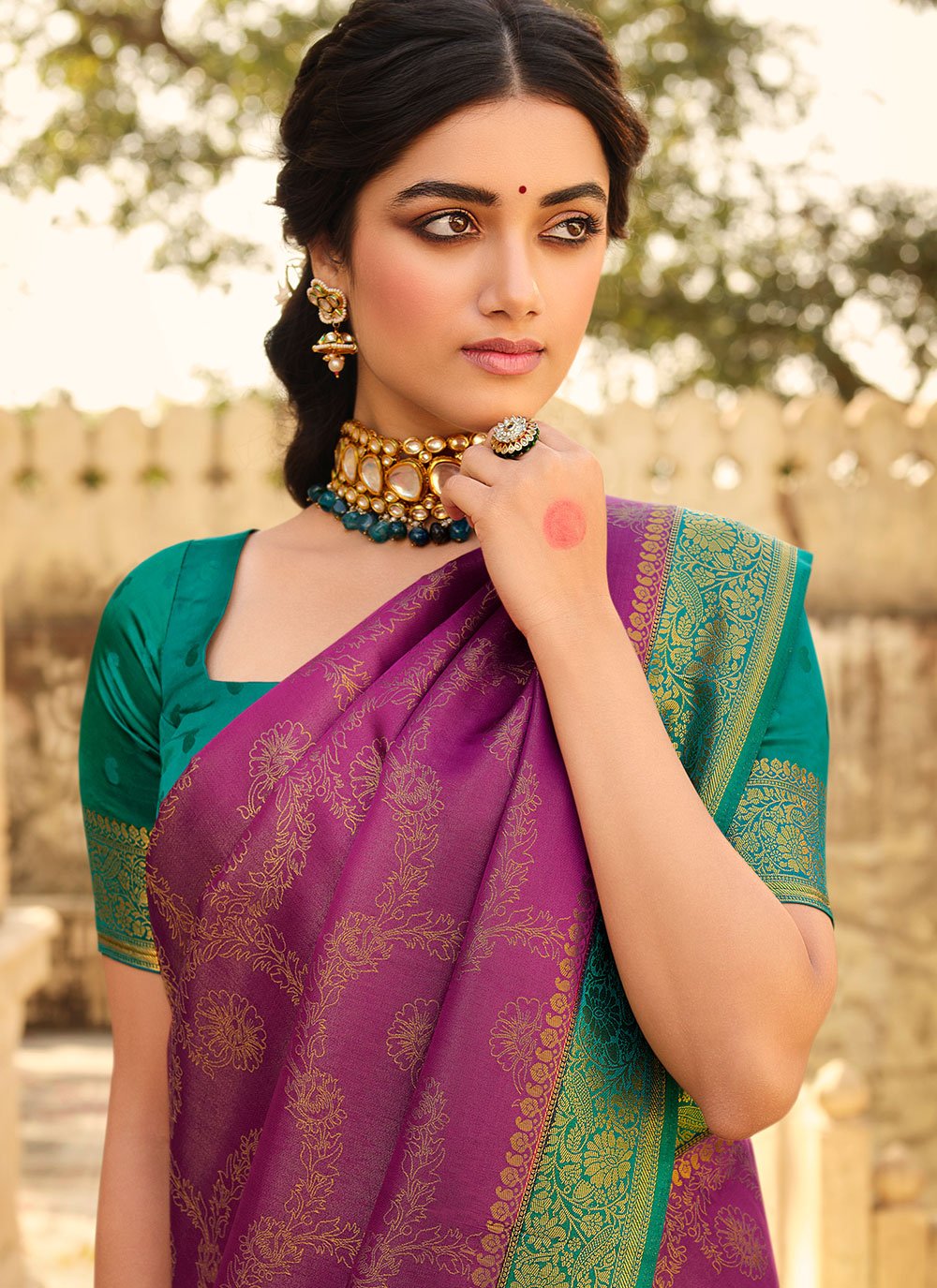 Contemporary Silk Purple Patch Border Saree