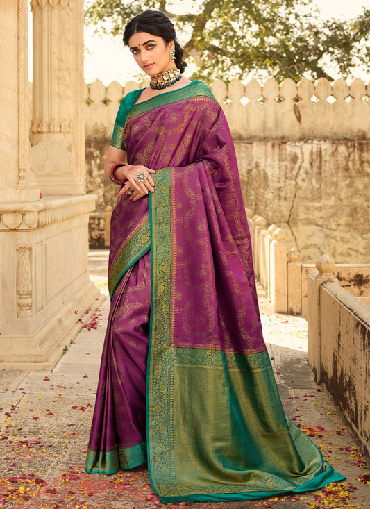 Contemporary Silk Purple Patch Border Saree