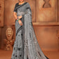 Contemporary Net Black Digital Print Saree