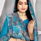 Contemporary Net Blue Digital Print Saree