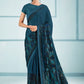 Contemporary Lycra Teal Sequins Saree