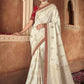 Contemporary Pure Dola Off White Patch Border Saree