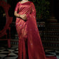 Contemporary Kanjivaram Silk Gold Red Weaving Saree