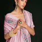 Contemporary Georgette Pink Lucknowi Work Saree